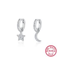 1 Pair Basic Simple Style Star Moon Heart Shape Plating Inlay Sterling Silver Zircon White Gold Plated Ear Studs main image 5