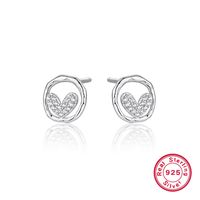 1 Pair Basic Simple Style Star Moon Heart Shape Plating Inlay Sterling Silver Zircon White Gold Plated Ear Studs main image 6