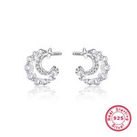 1 Pair Basic Simple Style Star Moon Heart Shape Plating Inlay Sterling Silver Zircon White Gold Plated Ear Studs main image 7