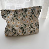 Frau Alle Jahreszeiten Baumwolle Blume Elegant Quadrat Reißverschluss Kosmetiktasche Quadratische Tasche sku image 3