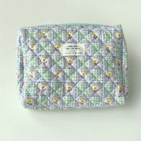 Women's All Seasons Cotton Flower Elegant Square Zipper Cosmetic Bag sku image 8