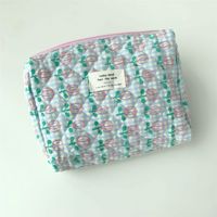 Women's All Seasons Cotton Flower Elegant Square Zipper Cosmetic Bag sku image 4