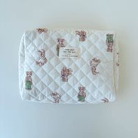 Women's All Seasons Cotton Flower Elegant Square Zipper Cosmetic Bag sku image 9