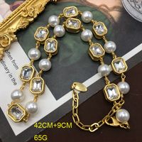 Wholesale Jewelry Retro Geometric Alloy Zircon Plating Inlay Bracelets Necklace main image 3