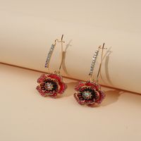 1 Pair Sweet Flower Plating Inlay Alloy Artificial Gemstones Drop Earrings main image 3