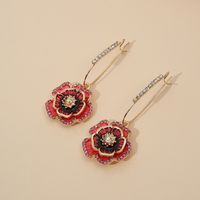 1 Pair Sweet Flower Plating Inlay Alloy Artificial Gemstones Drop Earrings sku image 1