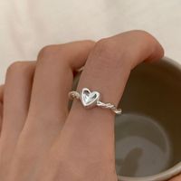 Sweet Heart Shape Copper Plating White Gold Plated Open Rings main image 1