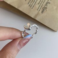 Sweet Heart Shape Copper Plating White Gold Plated Open Rings main image 3