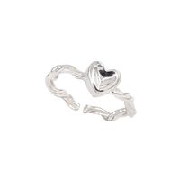 Sweet Heart Shape Copper Plating White Gold Plated Open Rings main image 2