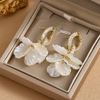 1 Pair Sweet Flower Inlay Copper Artificial Gemstones Drop Earrings main image 1