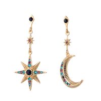 1 Pair Vintage Style Star Moon Inlay Alloy Artificial Gemstones Drop Earrings main image 2