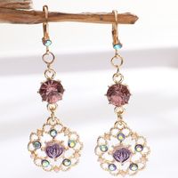 1 Pair Classic Style Flower Plating Inlay Alloy Artificial Gemstones Drop Earrings main image 1