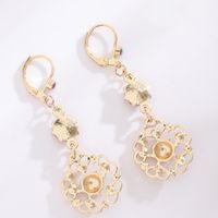 1 Pair Classic Style Flower Plating Inlay Alloy Artificial Gemstones Drop Earrings main image 5