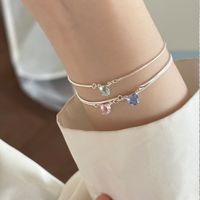 Casual Heart Shape Sterling Silver Plating Inlay Artificial Gemstones Bracelets main image 3