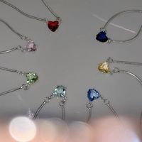 Simple Style Heart Shape Copper Artificial Gemstones Pendant Necklace In Bulk main image 5