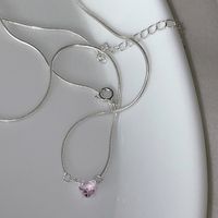 Simple Style Heart Shape Copper Artificial Gemstones Pendant Necklace In Bulk sku image 6