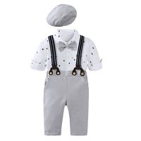 British Style Solid Color Woven Cotton Boys Clothing Sets main image 3