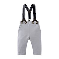 British Style Solid Color Woven Cotton Boys Clothing Sets main image 2