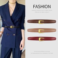 Elegant U Shape Solid Color Alloy Leather Women's Leather Belts main image 4