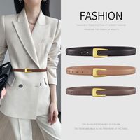 Elegant U Shape Solid Color Alloy Leather Women's Leather Belts main image 2