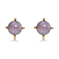 1 Pair Classic Style Round Plating Alloy Glass 18k Gold Plated Ear Studs main image 2