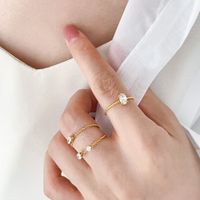 Simple Style Solid Color Titanium Steel Inlay Zircon Rings main image 2