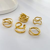 Simple Style Solid Color Titanium Steel Plating Gold Plated Rings main image 6