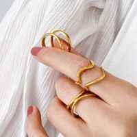Simple Style Solid Color Titanium Steel Plating Gold Plated Rings main image 4