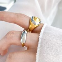 Simple Style Color Block Titanium Steel Plating Gold Plated Rings main image 3
