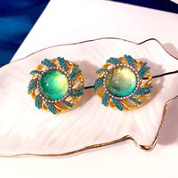 1 Pair Ethnic Style Flower Inlay Alloy Glass Ear Studs main image 4