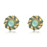1 Pair Ethnic Style Flower Inlay Alloy Glass Ear Studs main image 3