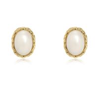 1 Pair Simple Style Oval Inlay Alloy Pearl Ear Studs sku image 2
