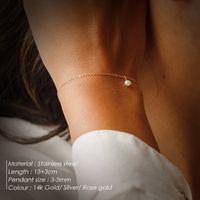 Simple Style Solid Color Stainless Steel 14K Gold Plated Rose Gold Plated Freshwater Pearl Bracelets In Bulk main image 4