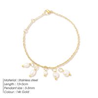Simple Style Solid Color Stainless Steel 14K Gold Plated Rose Gold Plated Freshwater Pearl Bracelets In Bulk sku image 2