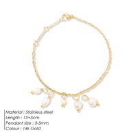 Simple Style Solid Color Stainless Steel 14K Gold Plated Rose Gold Plated Freshwater Pearl Bracelets In Bulk main image 3