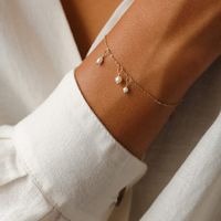 Simple Style Solid Color Stainless Steel 14K Gold Plated Rose Gold Plated Freshwater Pearl Bracelets In Bulk main image 2