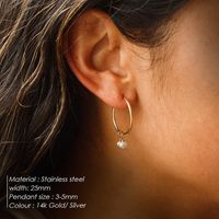 1 Paar Dame Geometrisch Rostfreier Stahl Süßwasserperle Künstliche Perlen 14 Karat Vergoldet Rosengoldbeschichtet Ohrringe main image 4