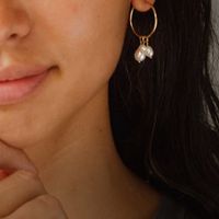 1 Paar Dame Geometrisch Rostfreier Stahl Süßwasserperle Künstliche Perlen 14 Karat Vergoldet Rosengoldbeschichtet Ohrringe main image 2