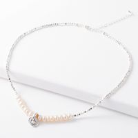 Lady Solid Color Freshwater Pearl Copper Beaded Plating Necklace sku image 1
