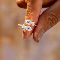 Cute Lady Fish Sterling Silver Plating Inlay Zircon Open Rings main image 1