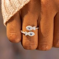 Cute Lady Fish Sterling Silver Plating Inlay Zircon Open Rings main image 3