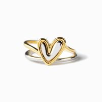 Anillos Chapados En Plata De Ley Con Forma De Corazón Elegante Para Mujer sku image 3