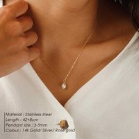 Stainless Steel 14K Gold Plated Rose Gold Plated Simple Style Plating Geometric Freshwater Pearl Necklace main image 4