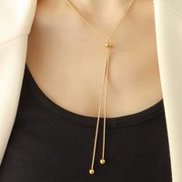 Lady Solid Color Stainless Steel Plating 14k Gold Plated Long Necklace main image 1
