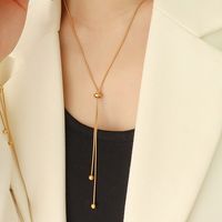Lady Solid Color Stainless Steel Plating 14k Gold Plated Long Necklace main image 4
