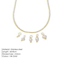 Stainless Steel 14K Gold Plated Rose Gold Plated Simple Style Plating Geometric Freshwater Pearl Necklace sku image 2