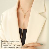 Lady Solid Color Stainless Steel Plating 14k Gold Plated Long Necklace main image 3