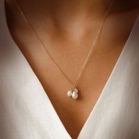 Stainless Steel 14K Gold Plated Rose Gold Plated Simple Style Plating Geometric Freshwater Pearl Necklace main image 1