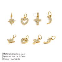 1 Piece Stainless Steel Zircon 14K Gold Plated Letter Polished Pendant main image 5