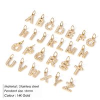 1 Piece Stainless Steel Zircon 14K Gold Plated Letter Polished Pendant main image 3